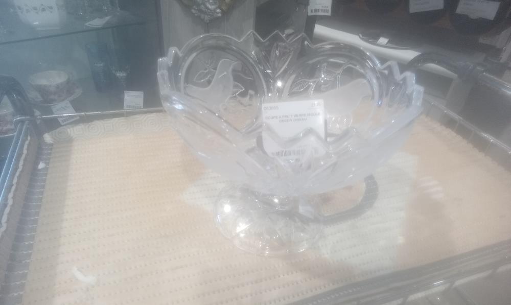 COUPE A FRUIT VERRE MOULE DECOR OISEAU