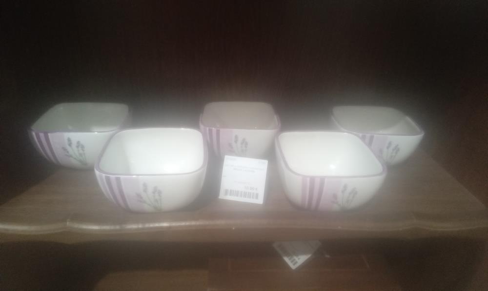 LOT DE 5 RAVIERS CERAMIQUE DECOR LAVANDE