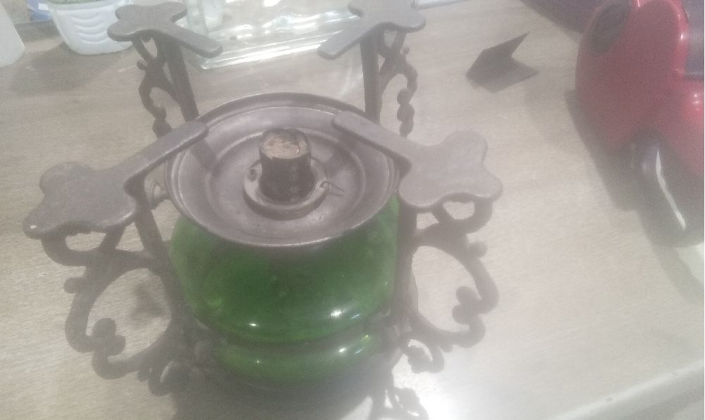 RECHAUD FONTE ET VERRE VERT