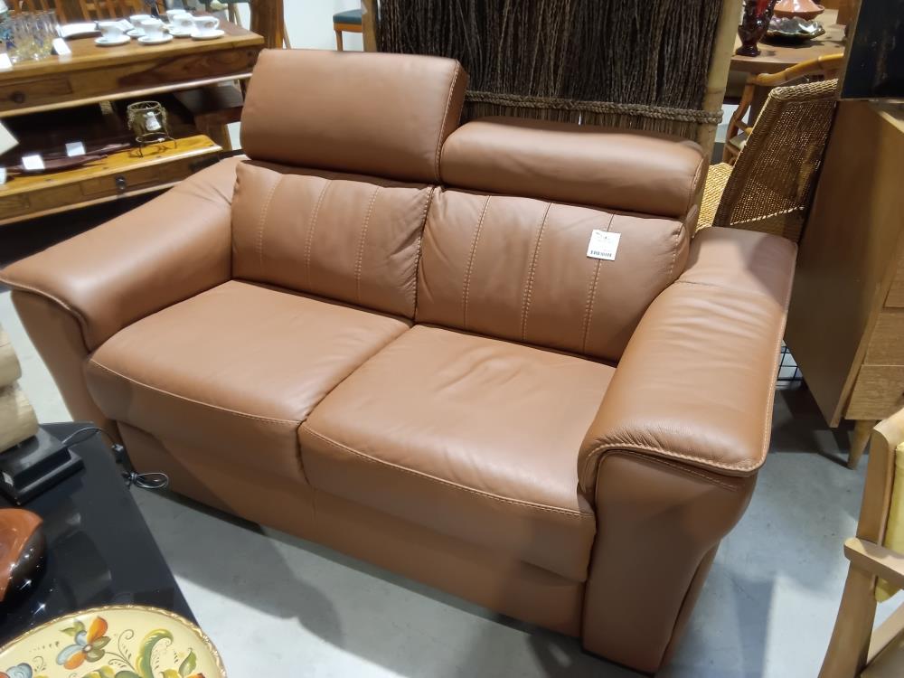 CANAPE CUIR 2 PLACE NICOLETTI ORLANDO AVEC TETIERES RELEVABLES