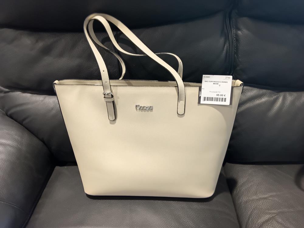 SAC CUIR MOCCA 2 ANSES BEIGE