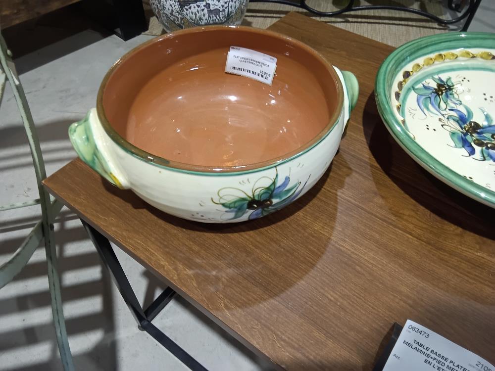PLAT CREUX VERNISSE DECOR OLIVE TERRE CUITE