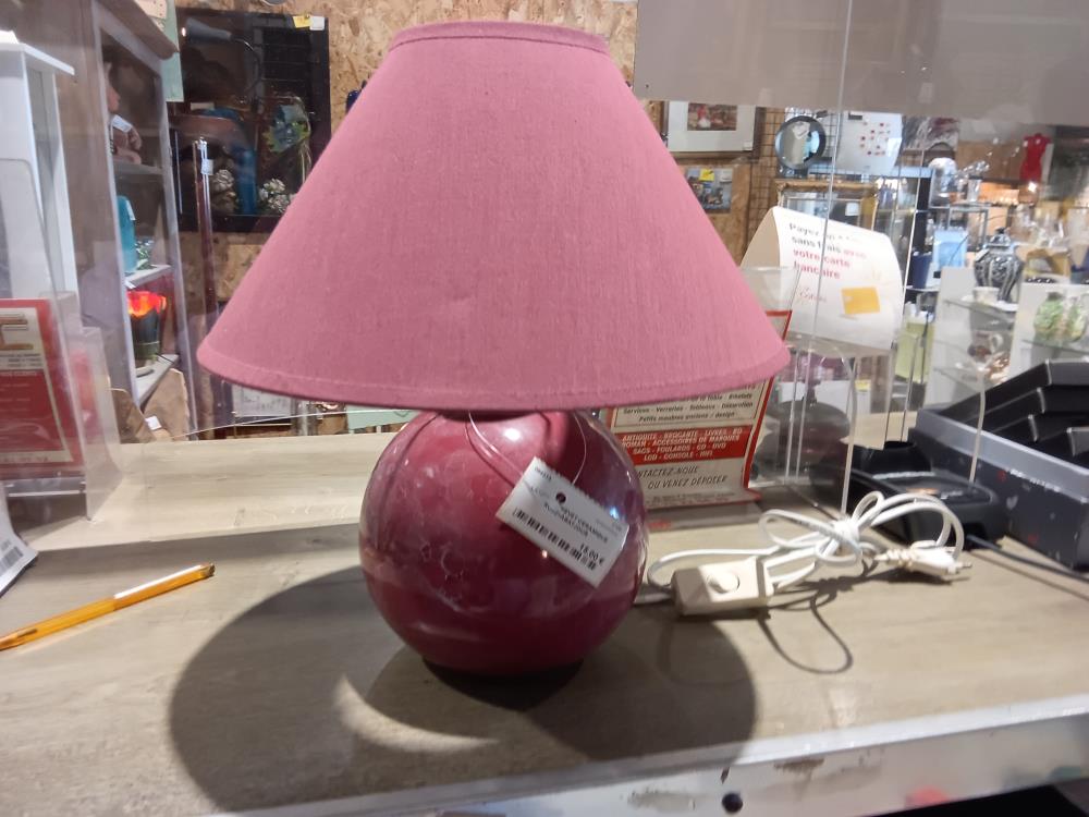 LAMPE DE CHEVET CERAMIQUE ROSE+ABATJOUR