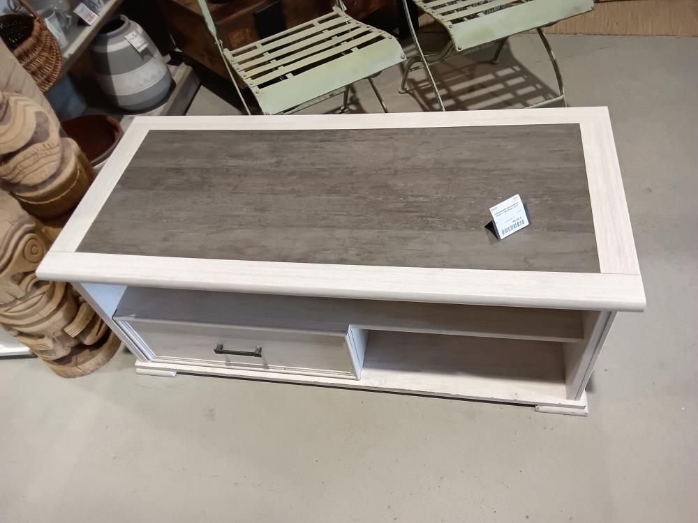 TABLE BASSE MELAMINEE 2 TONS +1 TIROIR EN L'ETAT