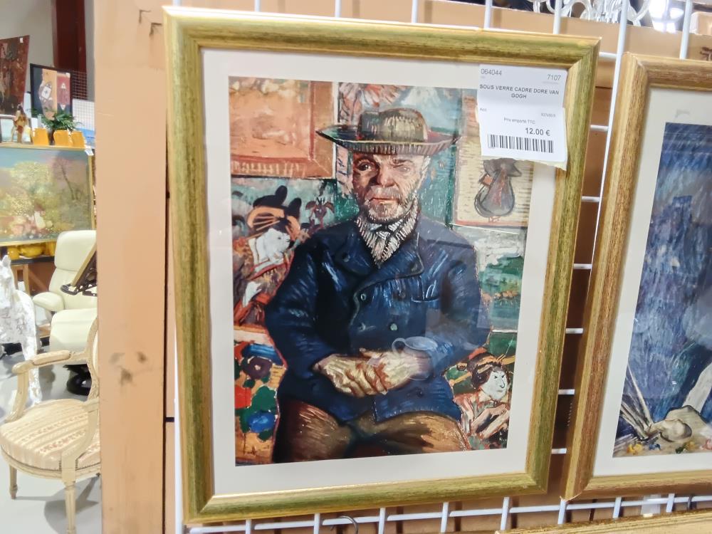 SOUS VERRE CADRE DORE VAN GOGH