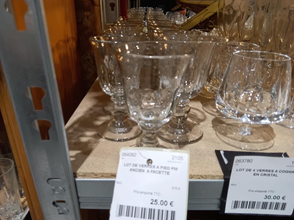 LOT DE VERRES A PIED PM ANCIEN  A FACETTE