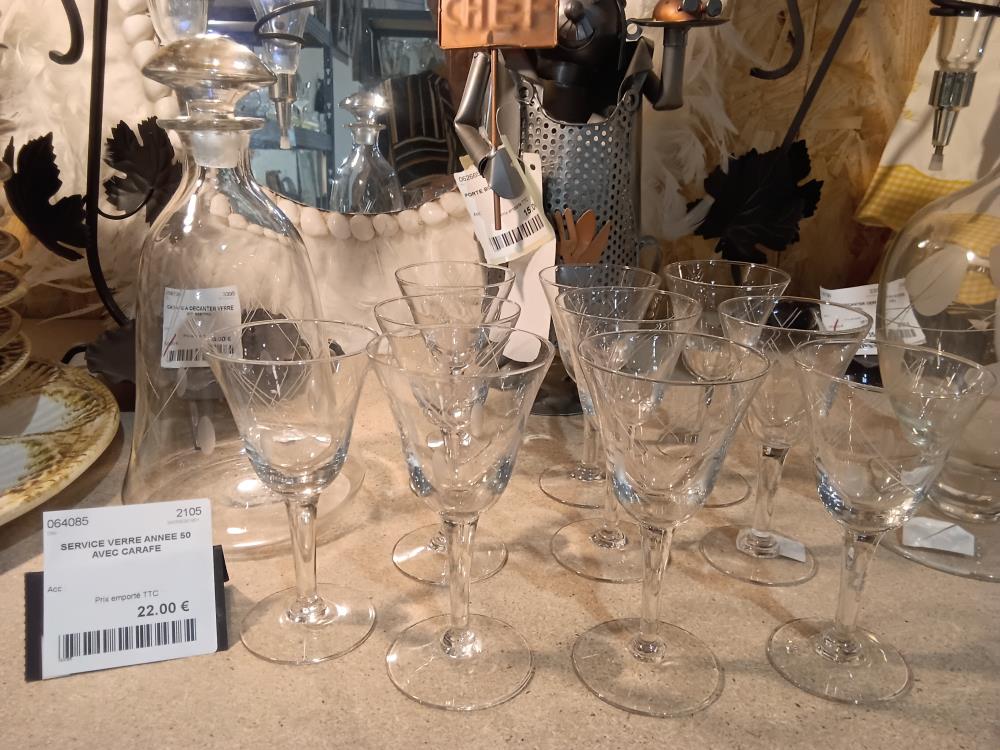 SERVICE VERRE ANNEE 50 AVEC CARAFE 