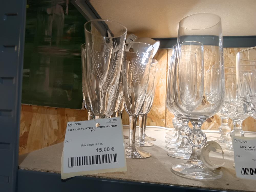 LOT DE FLUTES VERRE ANNEE 50