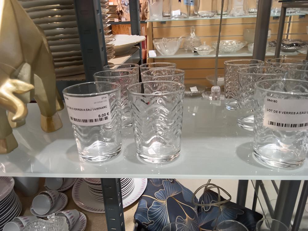 LOT DE 6 VERRES A EAU LUMINARC