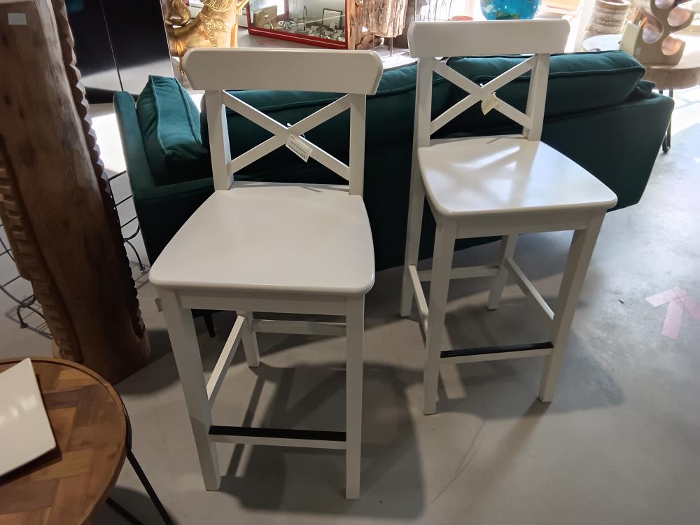 TABOURET BOIS PEINT BLANC