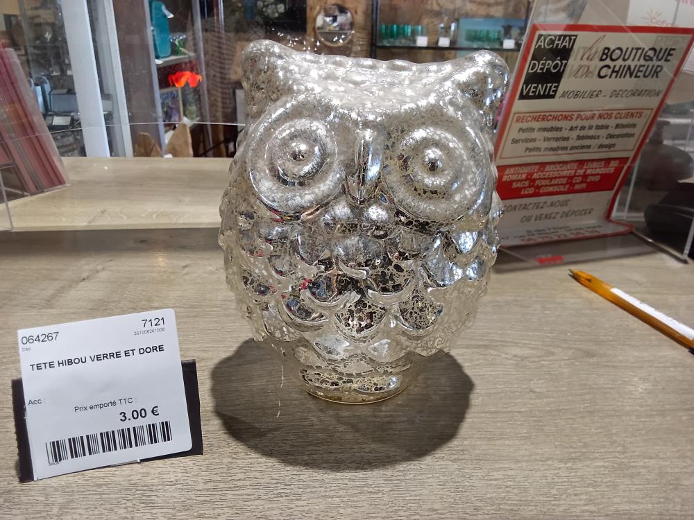 TETE HIBOU VERRE ET DORE