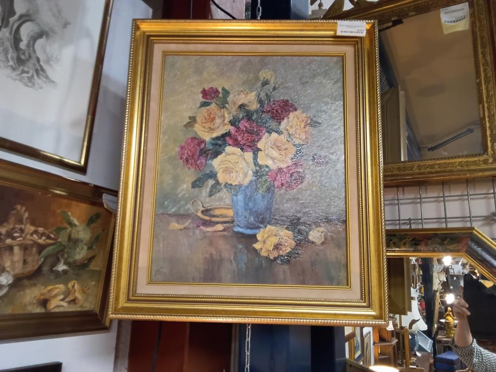 TABLEAU REPRODUCTION BOUQUET CADRE DORE