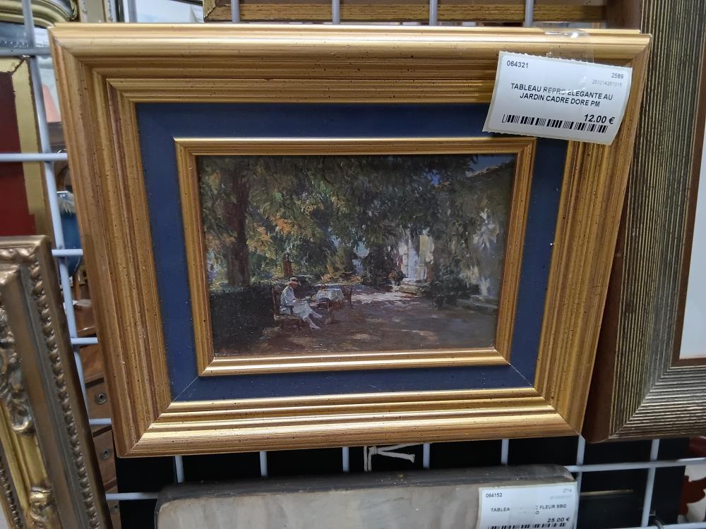 TABLEAU REPRO ELEGANTE AU JARDIN CADRE DORE PM