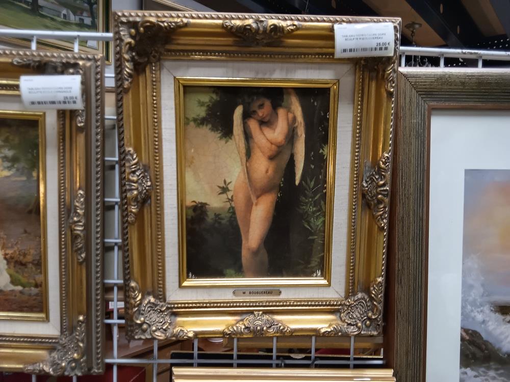 TABLEAU REPRO CADRE DORE SCULPTE W.BOUGUEREAU