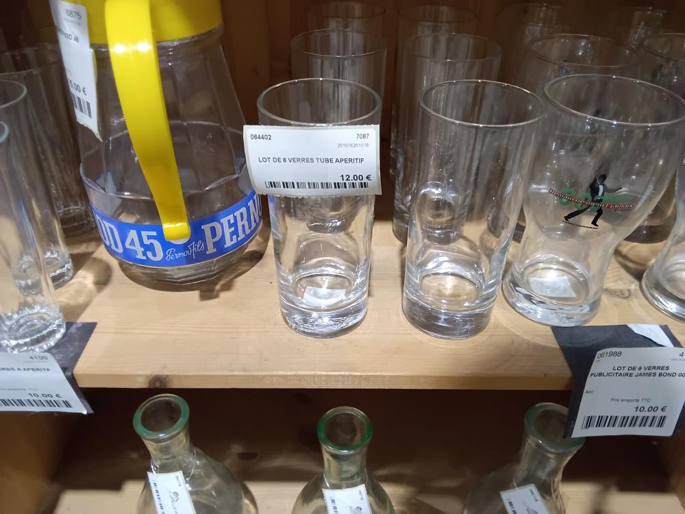 LOT DE 6 VERRES TUBE APERITIF