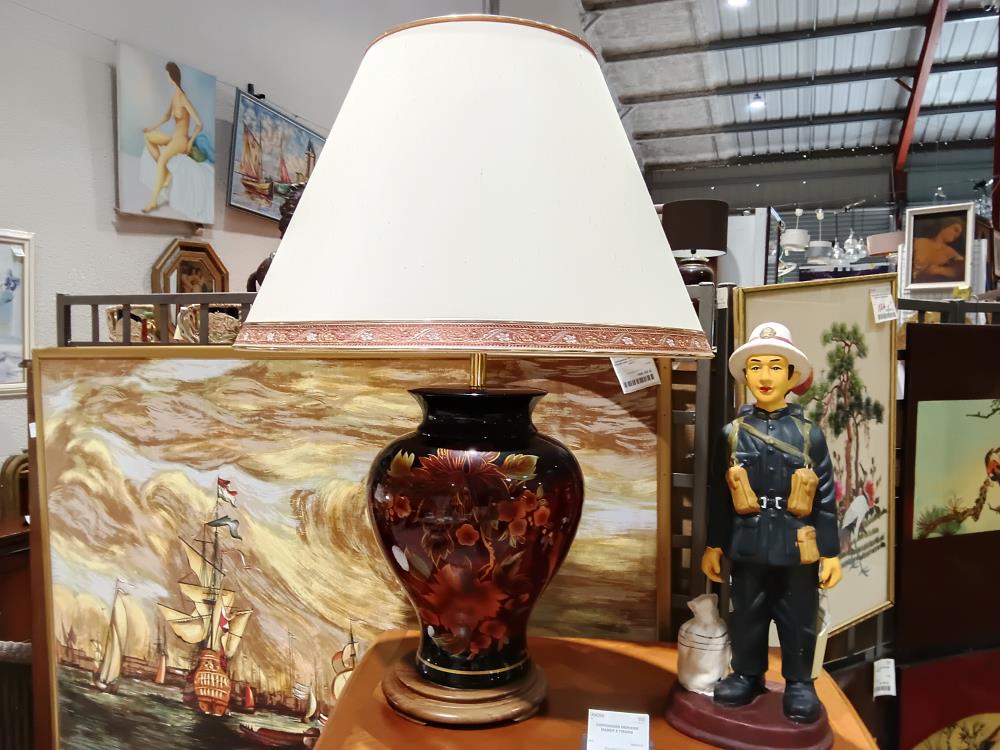 LAMPE CERAMIQUE DRIMMERS DECOR FLORAL+ABATJOUR GM