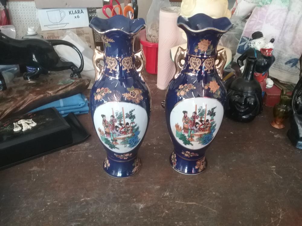 PAIRE DE VASES BLEU PORCELAINE CHINE 