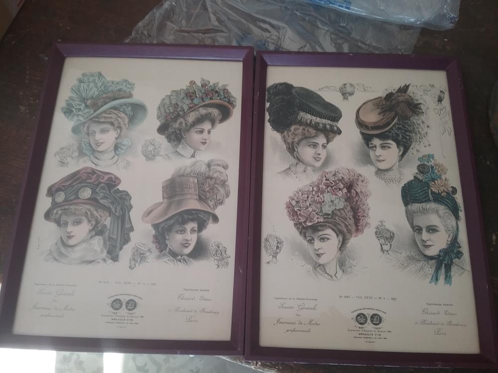 2 GRAVURES DE MODE CHAPEAUX