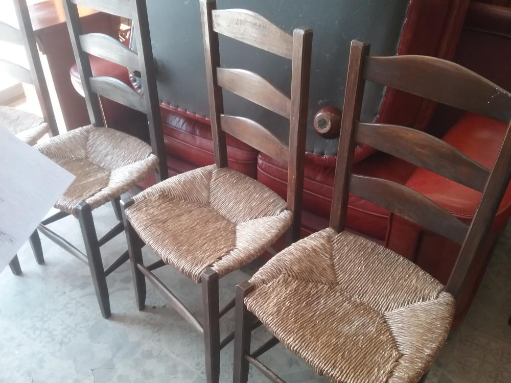 4 CHAISES PAILLEES BOIS 