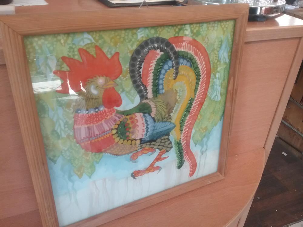 PEINTURE SUR VERRE COQ