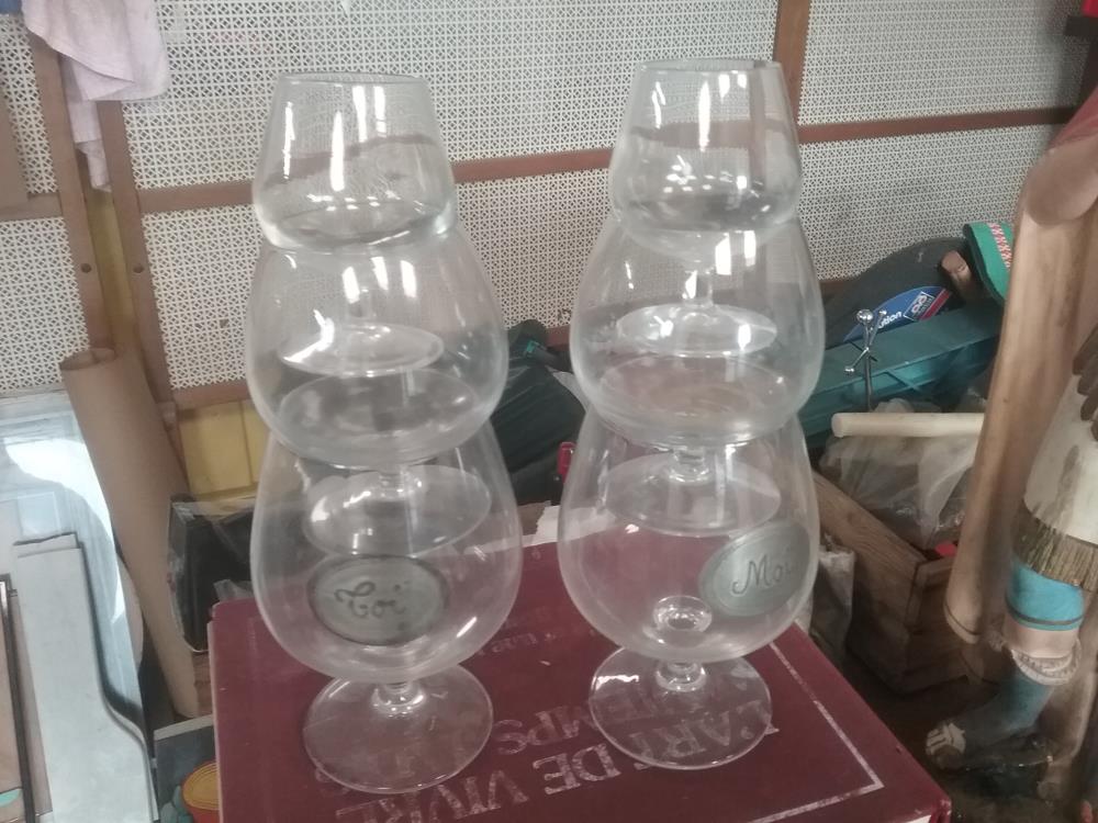 6 VERRES A COGNAC 3 TAILLES