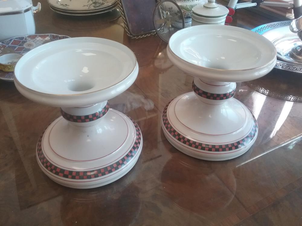 PAIRE DE SUPPORTS PORCELAINE ANCIENS