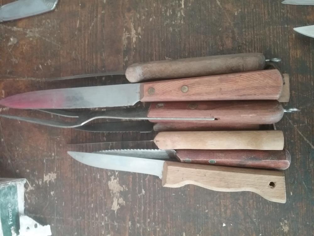 LOT DE COUTEAUX MANCHE BOIS