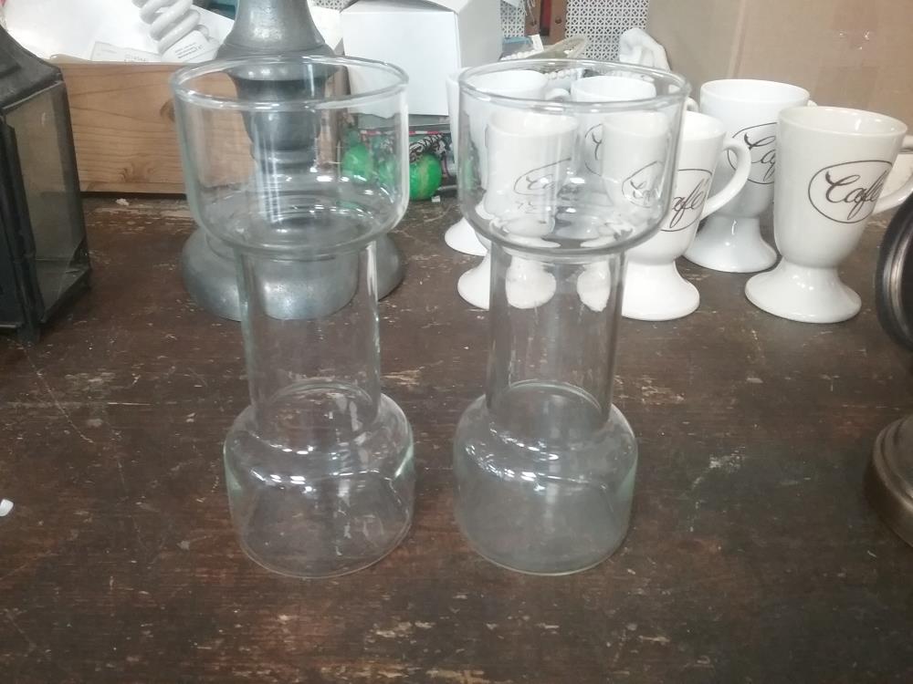 PAIRE DE BOUGEOIRS VERRE