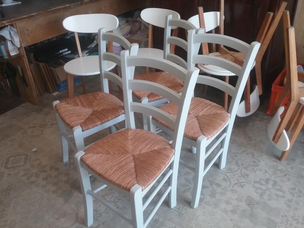 4 CHAISES PAILLEES GRISES
