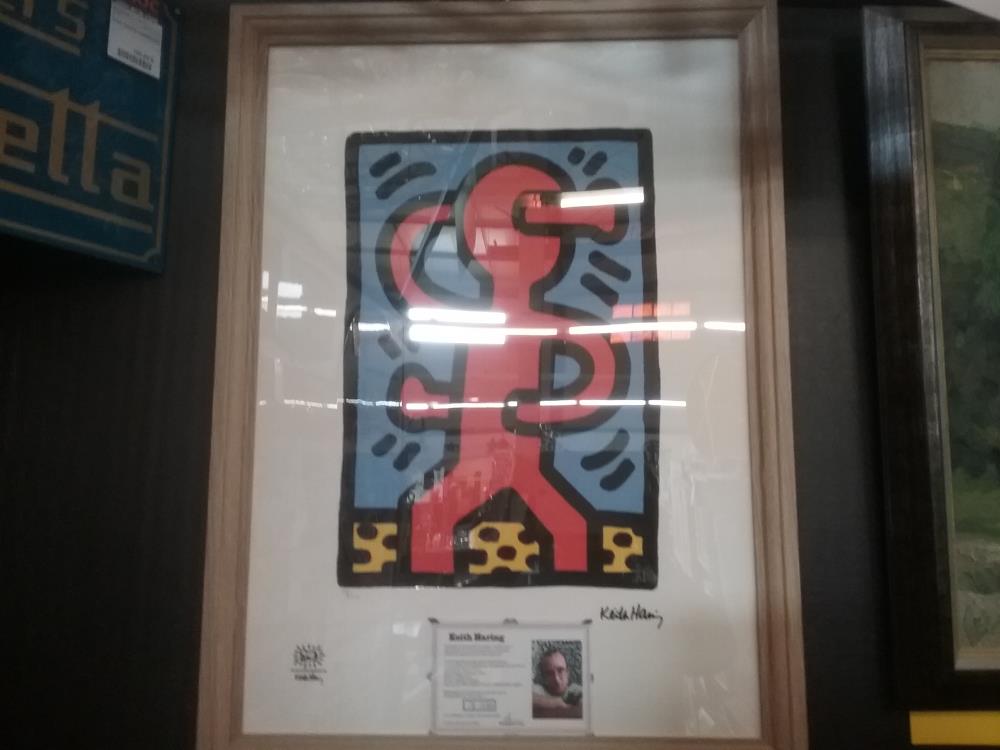 LITHOGRAPHIE SIGNEE KEITH HARING 28/150 AVEC CERTIFICAT D'AUTHENTICITÉ 