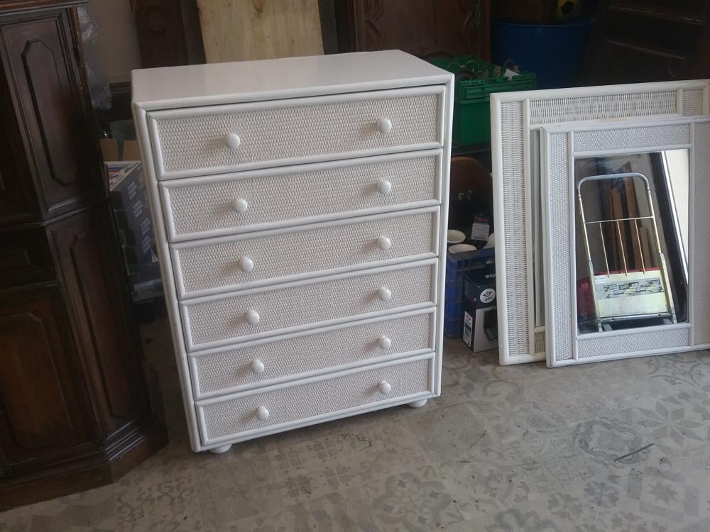 COMMODE OSIER BLANCHE