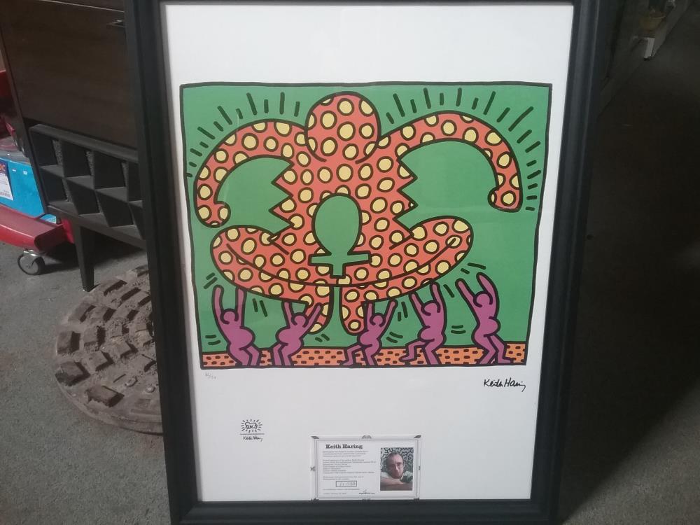 LITHOGRAPHIE SIGNÉE KEITH HARING 82/150 AVEC CERTIFICAT D'AUTHENTICITÉ 