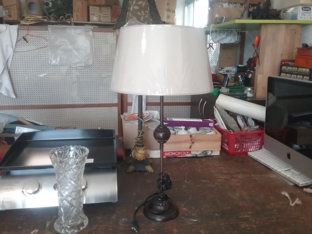 LAMPE BOIS ABAJOUR NEUF