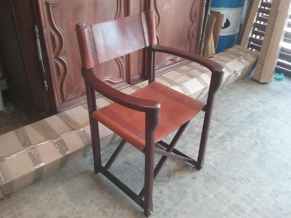 FAUTEUIL PLIANT CUIR ET BOIS 