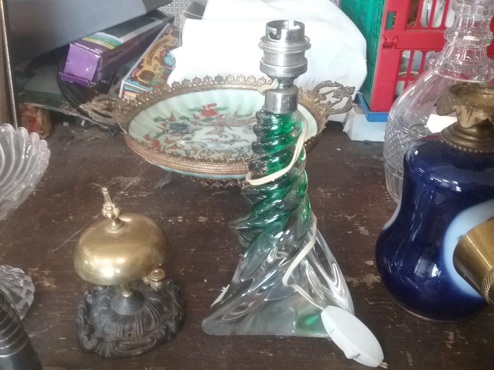 PIED DE LAMPE VERRE VERT