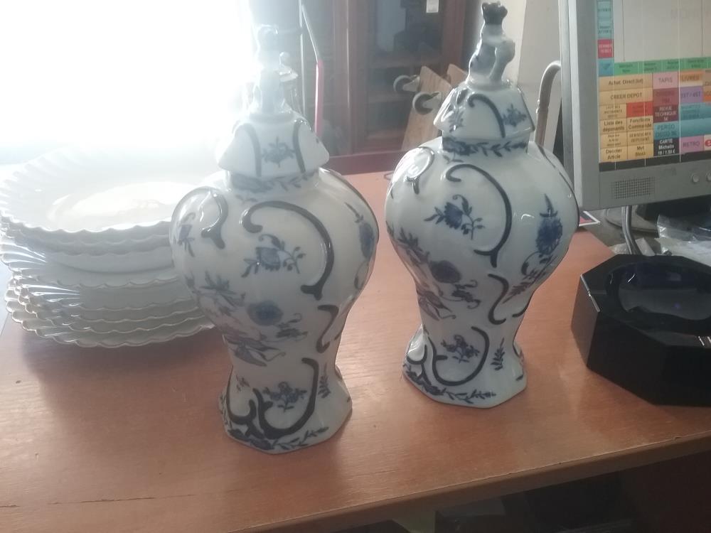 POT PORCELAINE BLANC ET BLEU