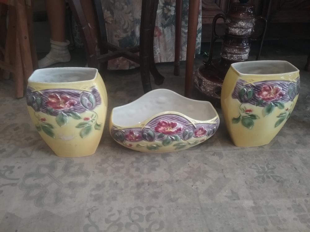 PARURE DE CHEMINEE BARBOTINE JAUNE 3P