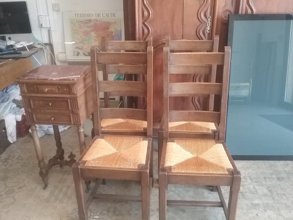 4 CHAISES PAILLEES