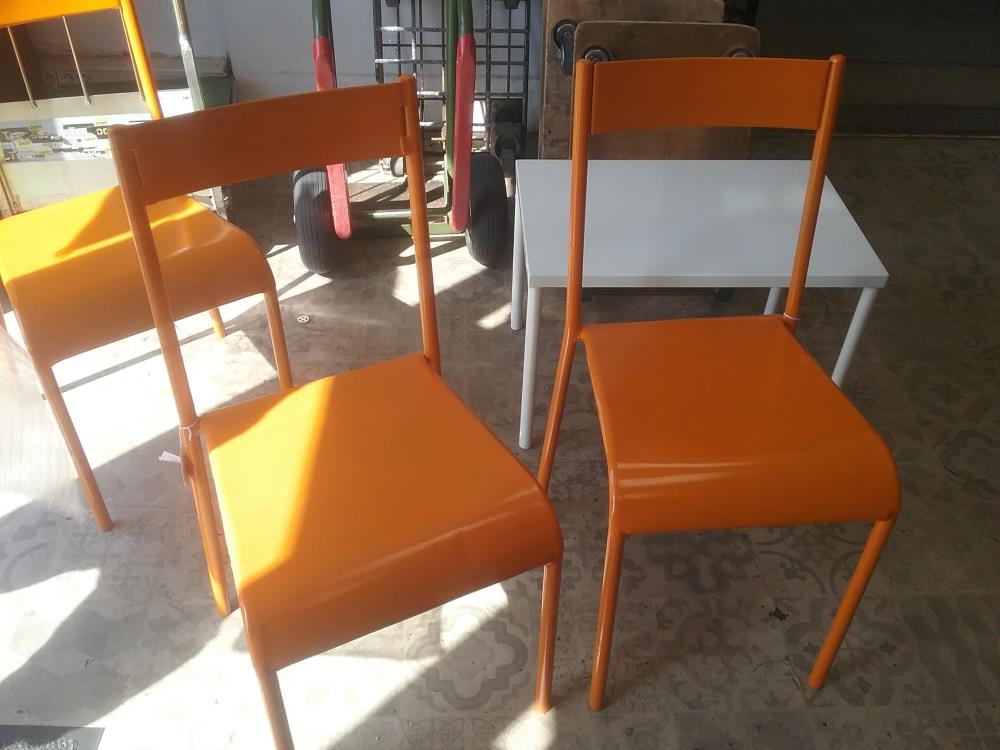 CHAISE ANCIENNE RESTAURÉ ORANGE 