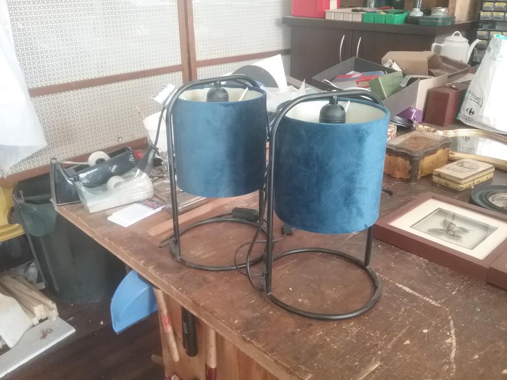 PAIRE LAMPE DE CHEVETS BLEU 