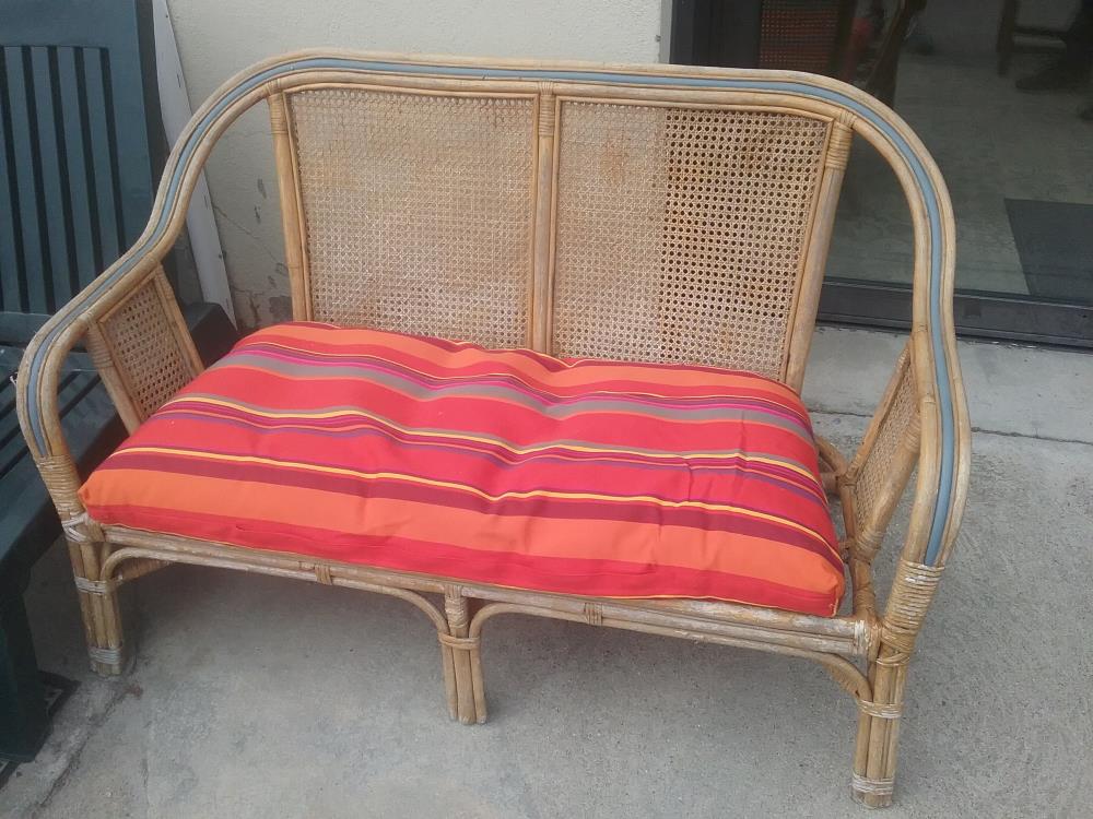 BANQUETTE OSIER ET ROTIN