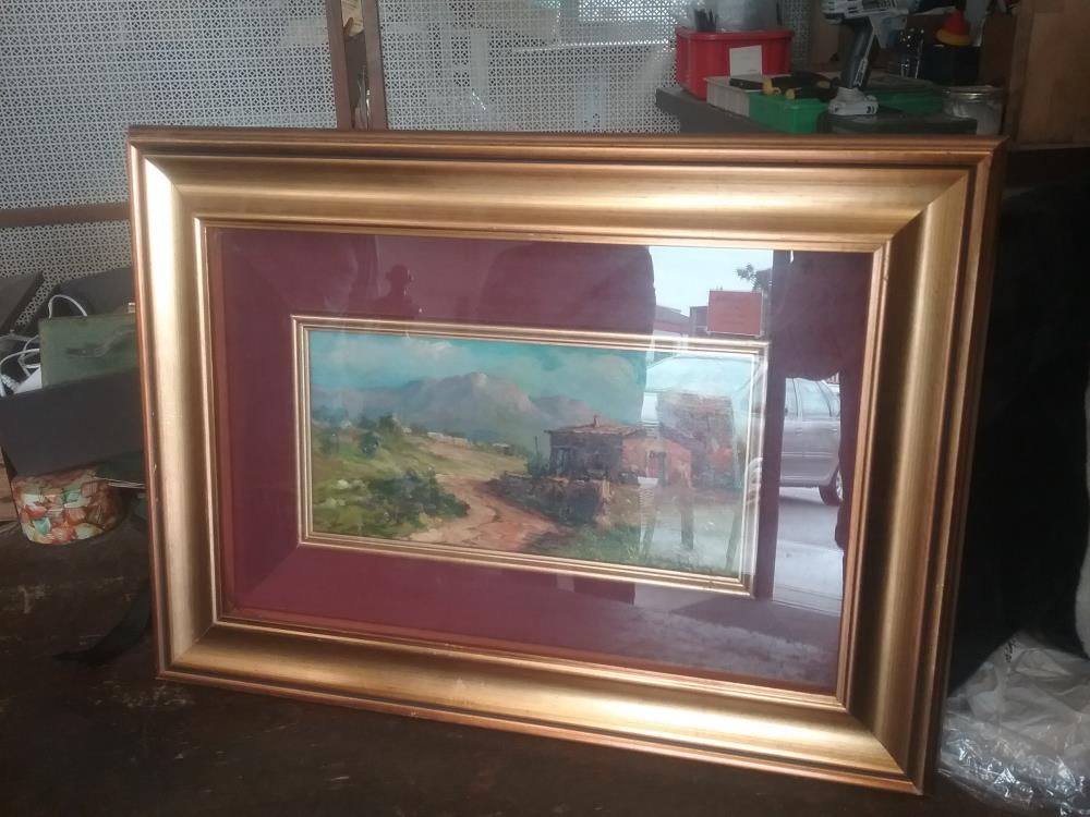 TABLEAU MAISON CADRE DOREE