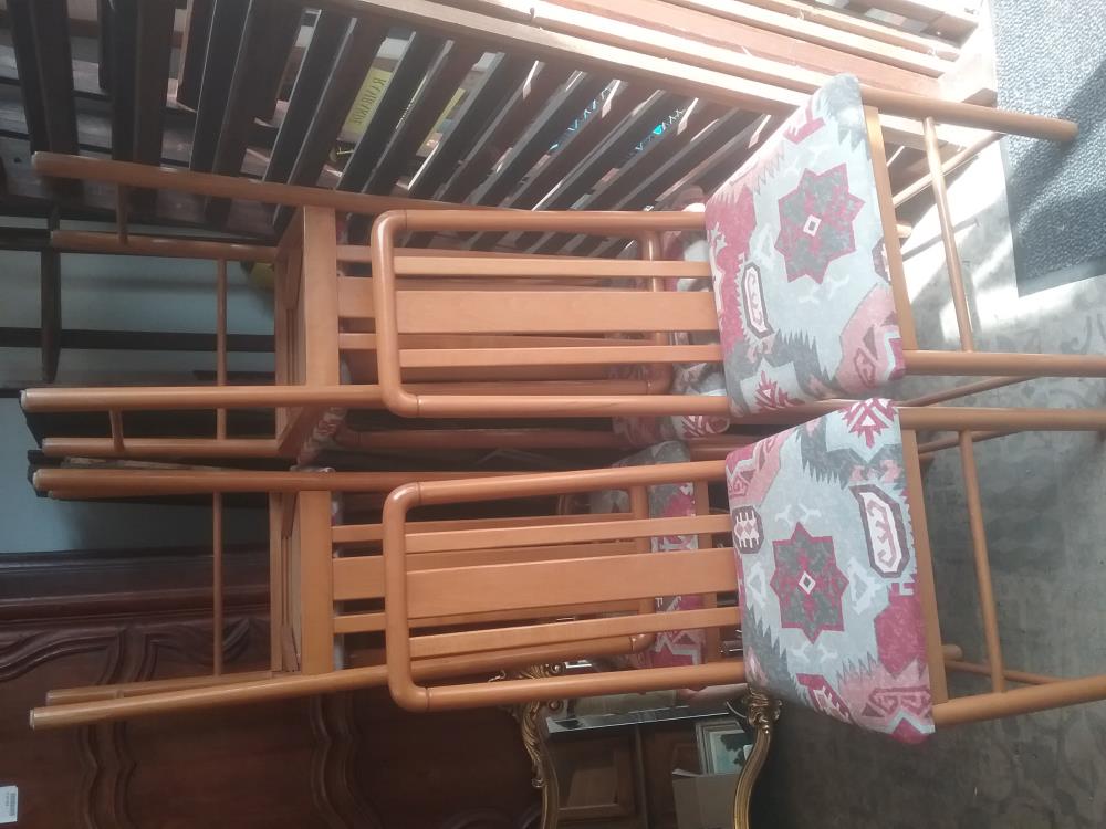 6 CHAISES BOIS TISSUS