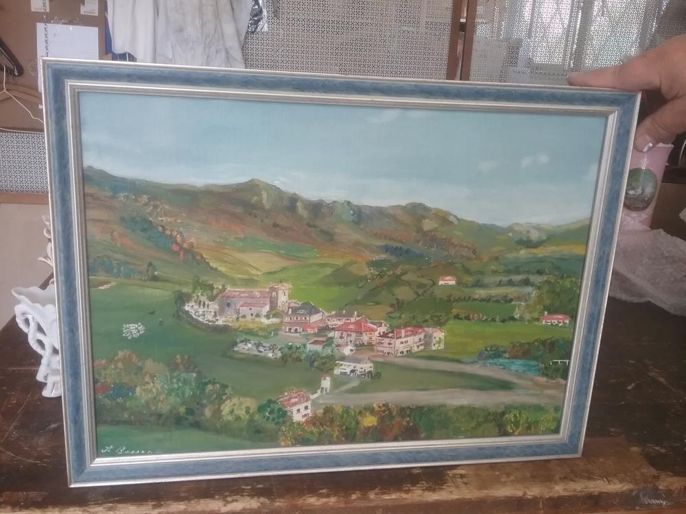 PEINTURE A L'HUILE VILLAGE 