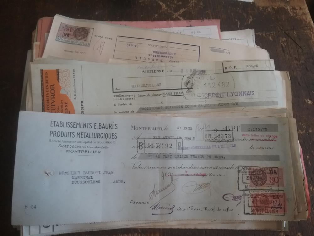 LOT DE LETTRES DE CHANGE ANCIENNES