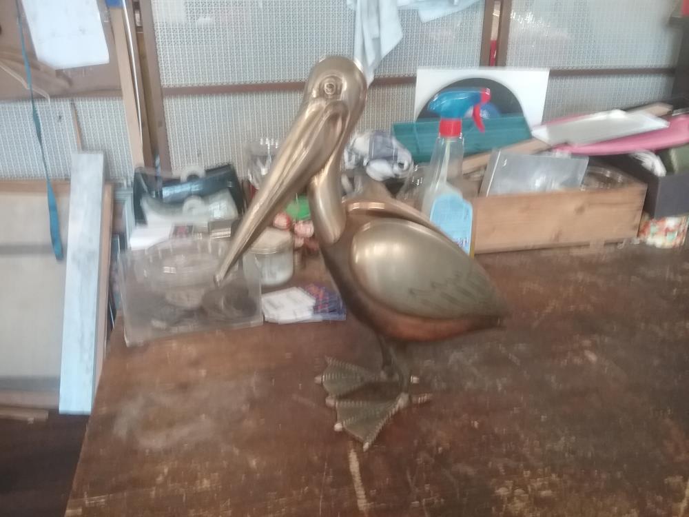 PELICAN BOIS ET BRONZE
