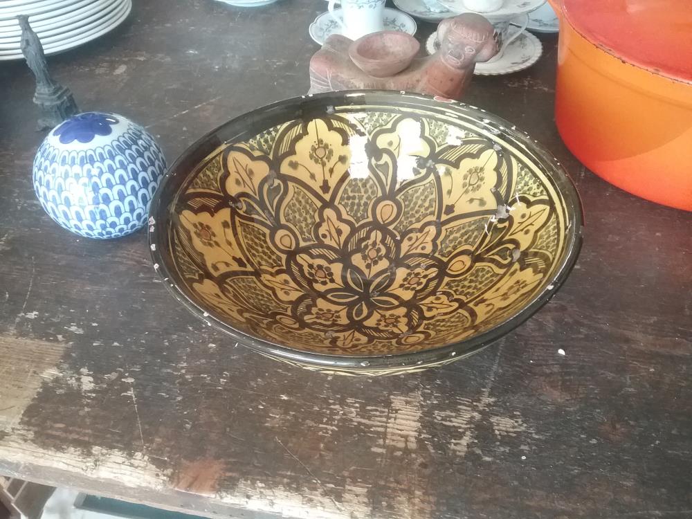 BOL ANCIEN TERRE CUITE EMAILLE