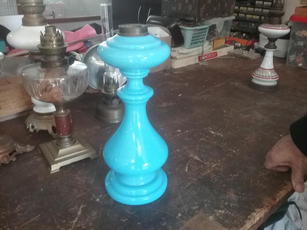 PIED DE LAMPE OPALINE BLEU
