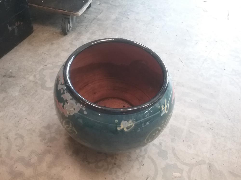 POT DE FLEUR EMAILLE BLEU