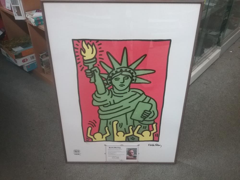 LITHOGRAPHIE SIGNÉE KEITH HARING 19/150 AVEC CERTIFICAT D'AUTHENTICITÉ 
